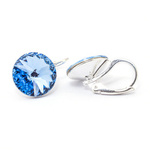 Silver 925 earrings with Swarovski Rivoli 12mm Light Sapphire crystals