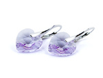 Silver 925 Earrings with Swarovski Crystals Hearts 14mm Violet