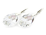 Silver 925 Earrings with Swarovski Crystals Almond 22mm Moonlight