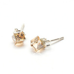 Silver 925 Earrings with Swarovski Cube 4mm Golden Shadow Crystals