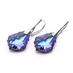 Srebrne Kolczyki 925 Swarovski Baroque 22mm Heliotrope