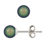 Kolczyki srebrne 925 z perłami Swarovski 6mm Scarebaeus Green