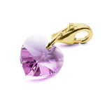 Charms pendant for bracelet sterling silver 925 gold plated with Swarovski crystals Heart 10mm Light Amethyst