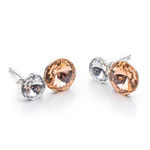 Sterling Silver 925 Earrings with Swarovski Crystals Rivoli 6/8mm Crystal + Light Peach