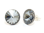 Srebrne 925 Kolczyki z kryształami Swarovski Rivoli 12mm Blue Shade