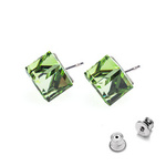 Silver 925 earrings with Swarovski Cube 8mm Peridot crystals