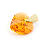 Sterling silver 925 gold plated pendant with Swarovski crystals Heart 10mm Topaz