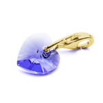 Charms pendant for bracelet silver 925 gold plated with Swarovski crystals Heart 10mm Tanzanite