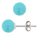 Kolczyki srebrne 925 z perłami Swarovski 10mm Turquoise / Turkusowe Perły