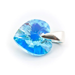 925 silver pendant with Swarovski crystals Heart 10mm Aquamarine AB
