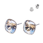 925 Silver Earrings with Swarovski Square 10mm Moonlight Crystals