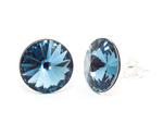 Srebrne 925 Kolczyki z kryształami Swarovski Rivoli 12mm Denim Blue
