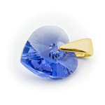 Sterling silver 925 gold plated pendant with Swarovski crystals Heart 10mm Tanzanite
