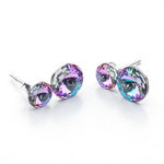 Sterling Silver 925 Earrings with Swarovski Crystals Rivoli 6/8mm Vitrail Light