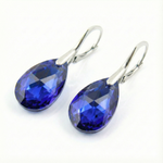 Srebrne Kolczyki 925 z kryształami Lumina Migdał 22mm Capri Blue