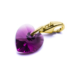 Charms pendant for bracelet silver 925 gold plated with Swarovski crystals Heart 10mm Amethyst