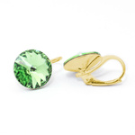 Earrings gilded 925 silver with Swarovski Rivoli 12mm Peridot crystals