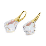 Sterling silver 925 gold plated Swarovski Baroque 22mm Crystal Blue AB Earrings