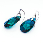 Silver 925 earrings with Swarovski crystals Almond 22mm Emerald AB