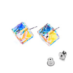 Silver 925 earrings with Swarovski Cube 8mm Crystal AB crystals