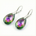 Srebrne Kolczyki 925 z kryształami Lumina Migdał 22mm Vitrail Rose