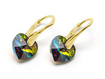 Gold plated 925 silver earrings with Swarovski crystals Hearts 10mm Vitrail Medium