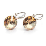 Silver 925 earrings with Swarovski Rivoli 8mm Golden Shadow crystals