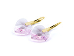 Gold plated 925 silver earrings with Swarovski crystals Hearts 14mm Rosaline