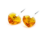 Silver 925 Earrings with Swarovski Crystals Hearts 14mm Topaz