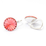 Silver 925 earrings with Swarovski Rivoli 12mm Rose Peach crystals