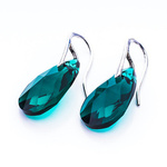 Silver 925 earrings with Swarovski crystals Almond 22mm Emerald