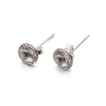 925 Silver Earrings with Swarovski Rivoli 6mm Silver Shade Crystals