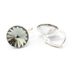 Silver 925 earrings with Swarovski Rivoli 12mm Black Diamond crystals
