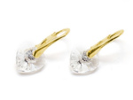 Gold plated 925 silver earrings with Swarovski hearts 10mm Crystal