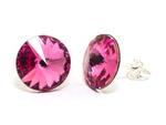 Srebrne 925 Kolczyki z kryształami Swarovski Rivoli 12mm Rose