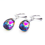 Silver 925 earrings with Swarovski crystals Almond 22mm Vitrail Medium