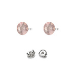 Silver 925 Earrings with Swarovski Rose 4.5mm Dust Pink Delite Crystals