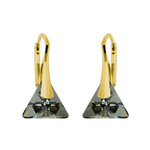 Sterling silver 925 gold plated Swarovski Triangle 12mm Silver Night earrings