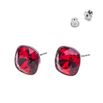 Silver 925 Earrings with Swarovski Square 10mm Siam Crystals