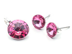925 silver set of earrings + pendant with Swarovski Rivoli 8/12mm Rose crystals