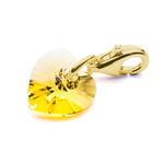 Charms pendant for bracelet silver 925 gold plated with Swarovski crystals Heart 10mm Light Topaz