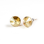 925 Silver Earrings with Swarovski Rivoli 8mm Golden Shadow Crystals