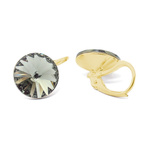 Gold plated 925 silver earrings with Swarovski Rivoli 12mm Black Diamond crystals