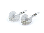 925 Silver Earrings with Swarovski Crystals Hearts 14mm Silver Shade
