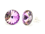 Silver 925 Earrings with Swarovski Rivoli 12mm Vitrail Light Crystals