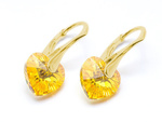 Earrings gold plated sterling silver 925 with Swarovski crystals Hearts 10mm Light Topaz AB