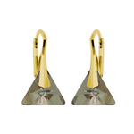 Sterling silver 925 gold plated Swarovski Triangle 12mm Iridescent Green earrings