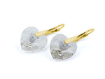 Gold plated 925 silver earrings with Swarovski crystals Hearts 14mm Silver Shade