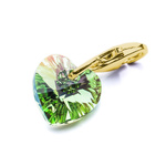 Charms pendant for bracelet silver 925 gold plated with Swarovski crystals Heart 10mm Peridot AB