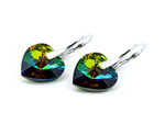Silver 925 Earrings with Swarovski Crystals Hearts 14mm Vitrail Medium